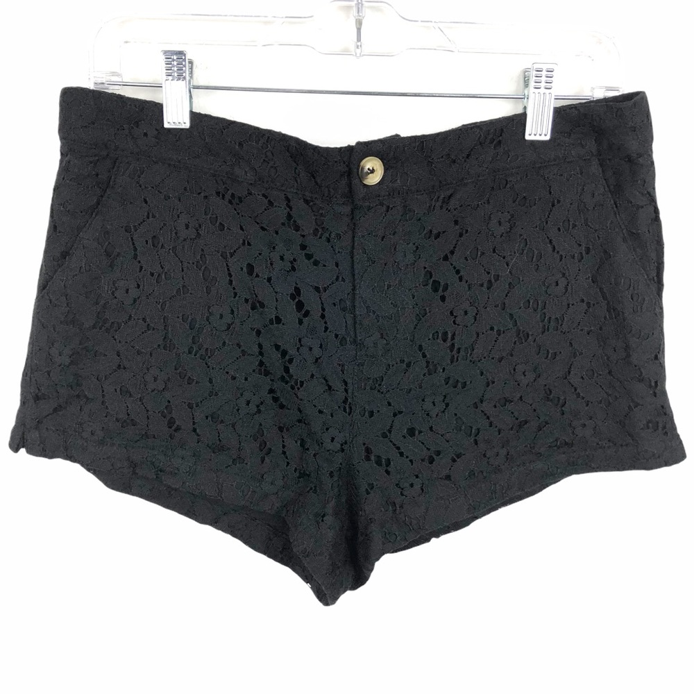 NWT Ceres Black Floral Lace Lined Shorts Large